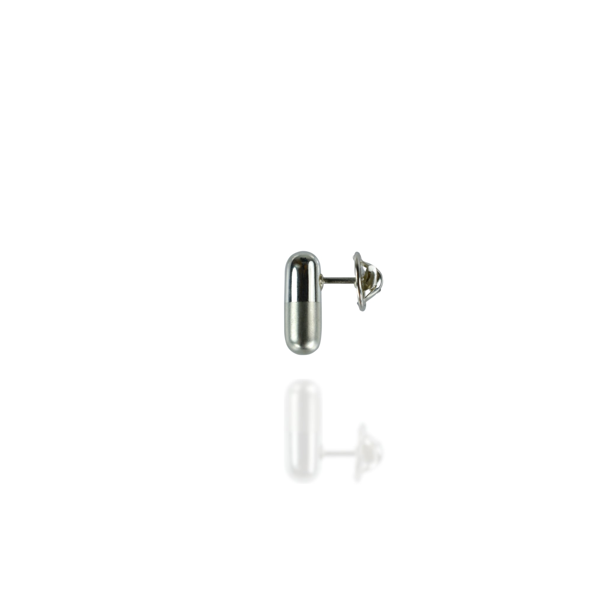 Sterling Silver Pill Pin with Matt/Shine Texture